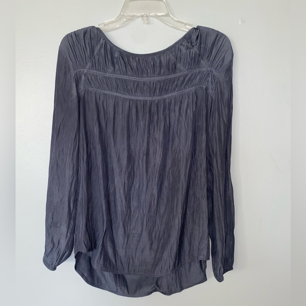 Loft Gray Ruched Blouse Size Medium SO SOFT!
